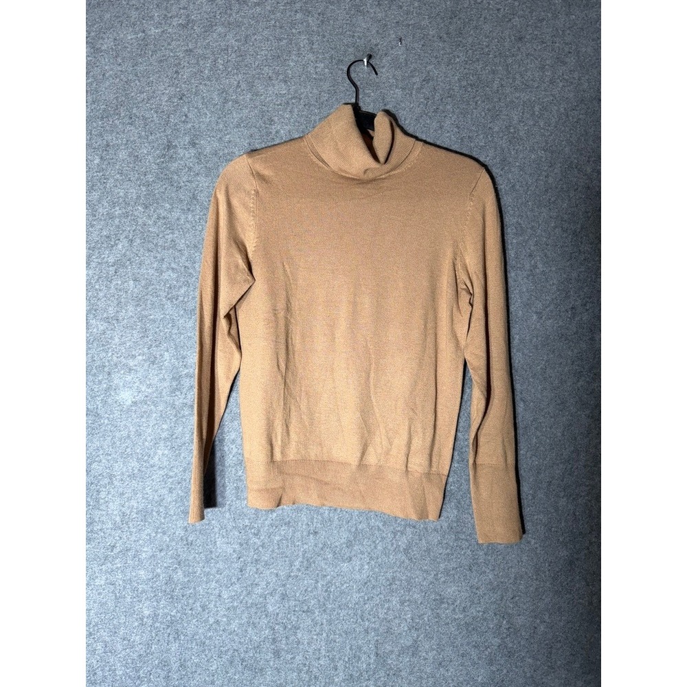 Ann Taylor Camel Tan Fine Knit Turtleneck Sweater Size M - Picture 2 of 8